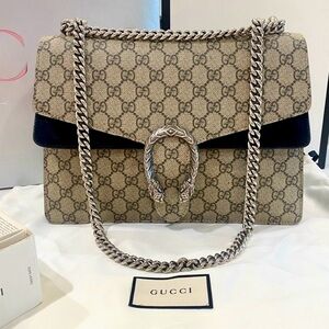 LIKE NEW Gucci GG Supreme Dionysus Ebony Suede + Dust Bag & Box👜CLASSIC BEAUTY